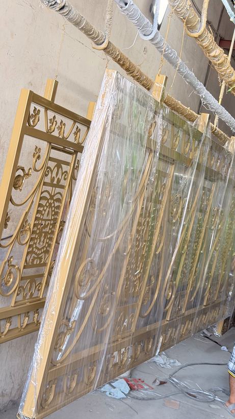 Gold powder coated metalwork — Iqra Powder Coating, Mussafah Abu Dhabi