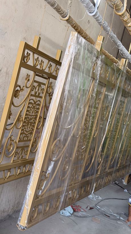 Gold powder coated metalwork — Iqra Powder Coating, Mussafah Abu Dhabi