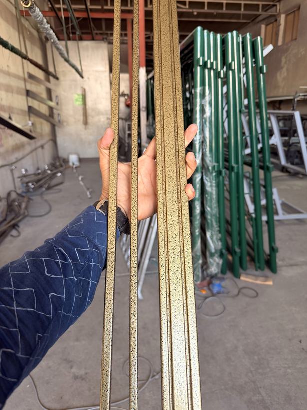 Gold powder coated metalwork — Iqra Powder Coating, Mussafah Abu Dhabi