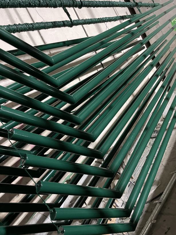 Green powder coated steel — Iqra Powder Coating, Mussafah Abu Dhabi