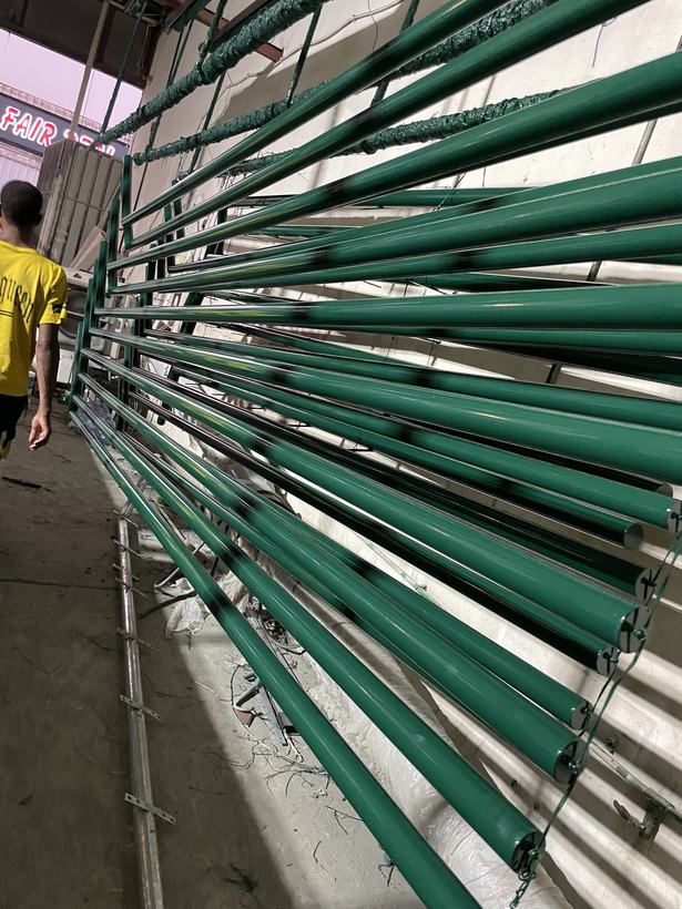 Green powder coated steel — Iqra Powder Coating, Mussafah Abu Dhabi