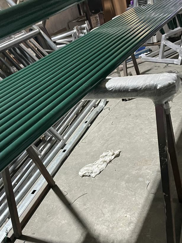 Green powder coated steel — Iqra Powder Coating, Mussafah Abu Dhabi