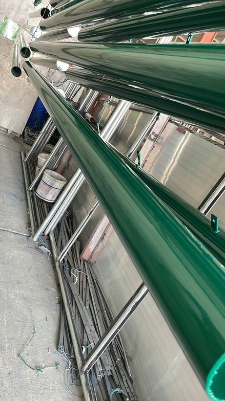 Green powder coated steel — Iqra Powder Coating, Mussafah Abu Dhabi