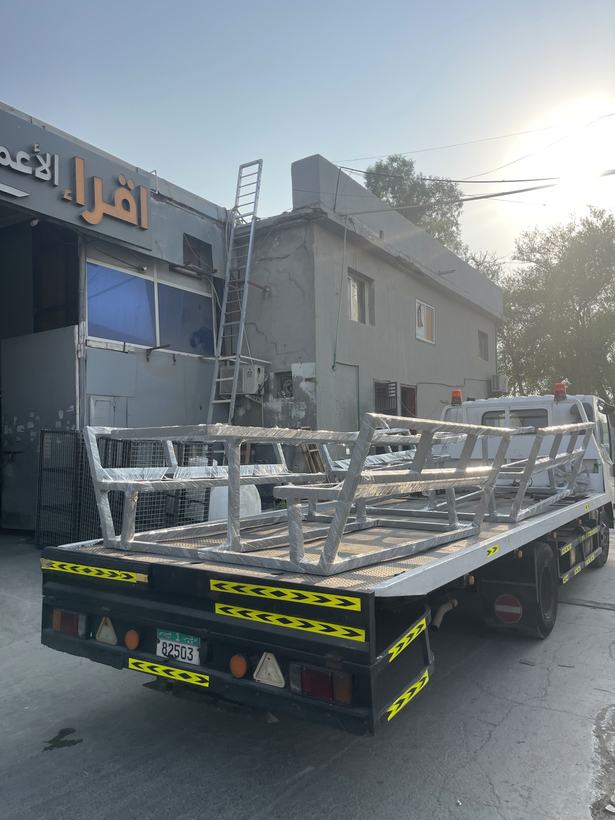Blue powder coated metalwork — Iqra Powder Coating, Mussafah Abu Dhabi