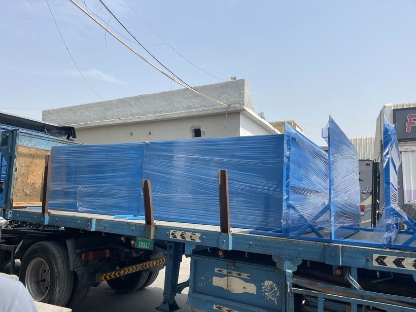 Blue powder coated metalwork — Iqra Powder Coating, Mussafah Abu Dhabi
