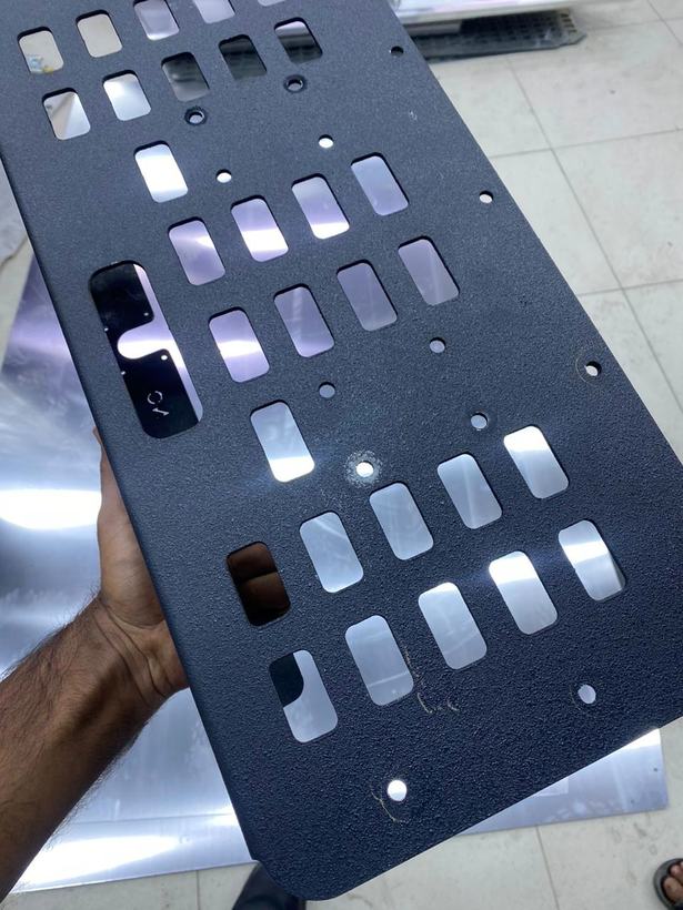 Blue powder coated metalwork — Iqra Powder Coating, Mussafah Abu Dhabi