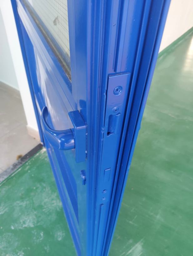 Blue powder coated metalwork — Iqra Powder Coating, Mussafah Abu Dhabi