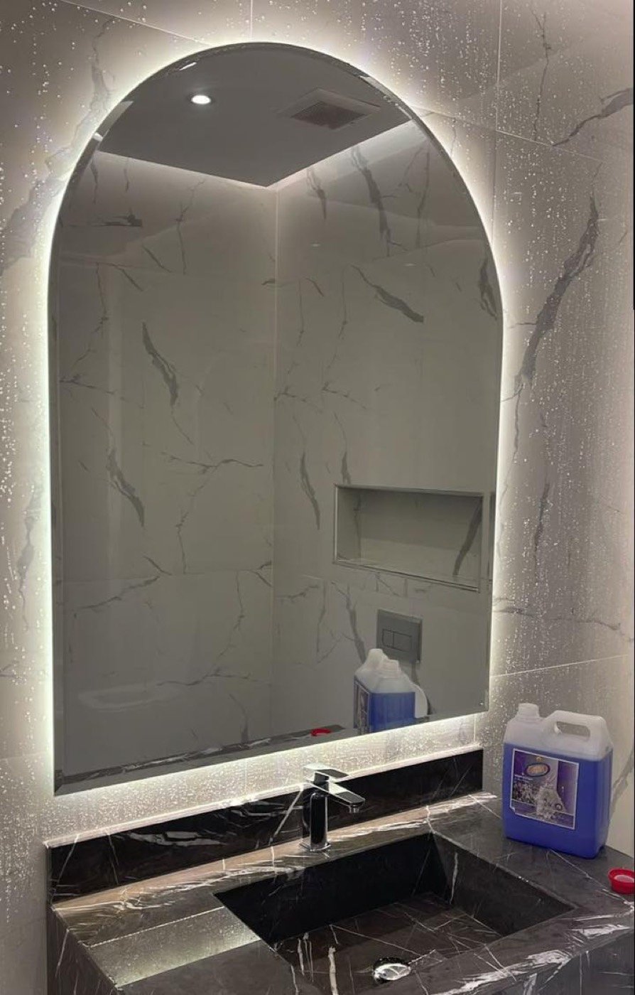 Arched LED bathroom mirror — Iqra Glass & Mirror, Mussafah M-14 Abu Dhabi
