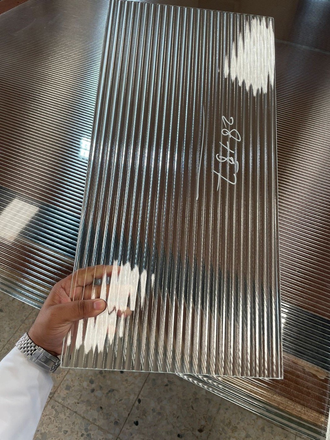 Fluted reeded glass panels — Iqra Glass & Mirror, Mussafah M-14 Abu Dhabi