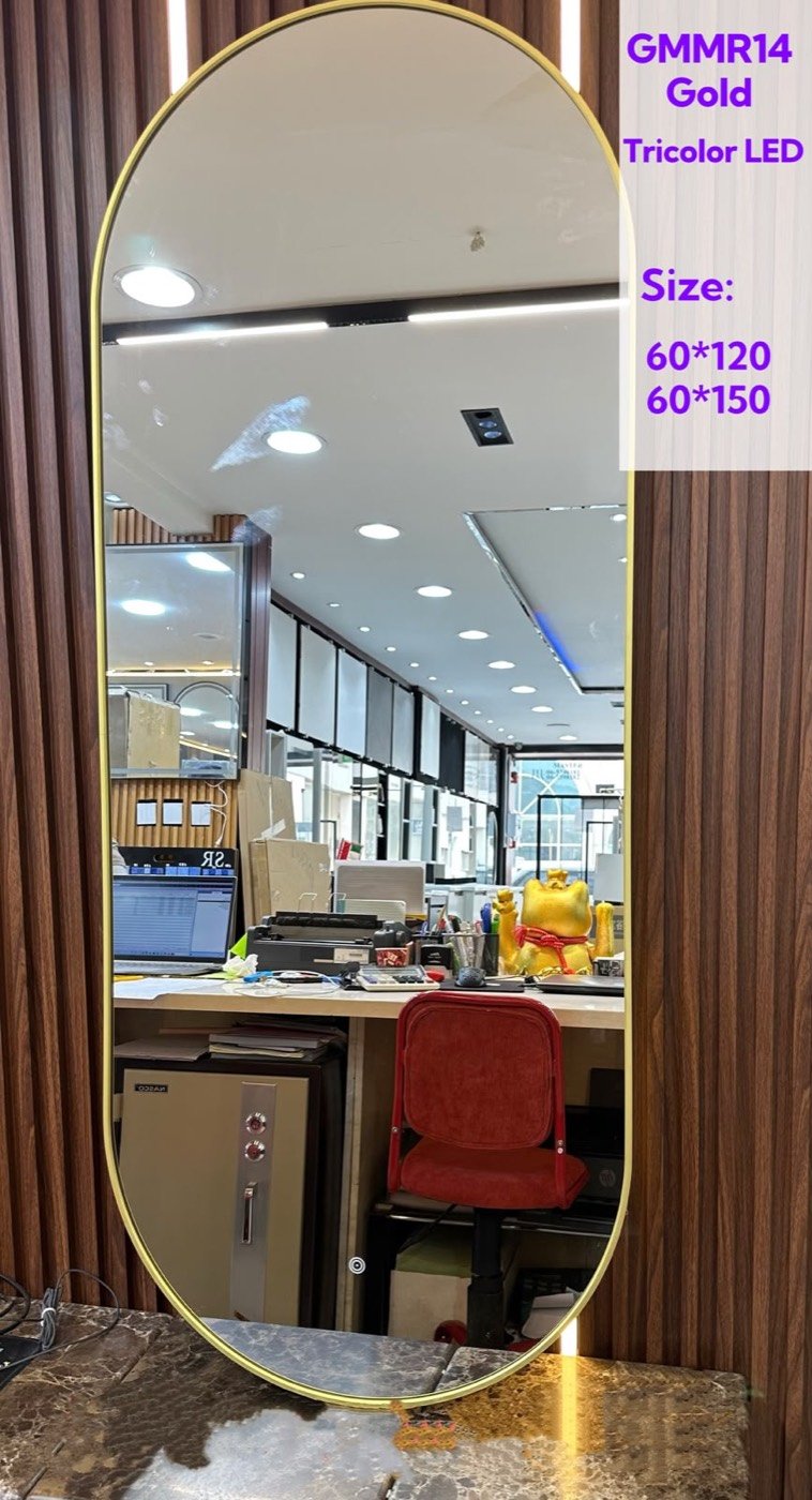 Tricolor LED oval mirror — Iqra Glass & Mirror, Mussafah M-14 Abu Dhabi