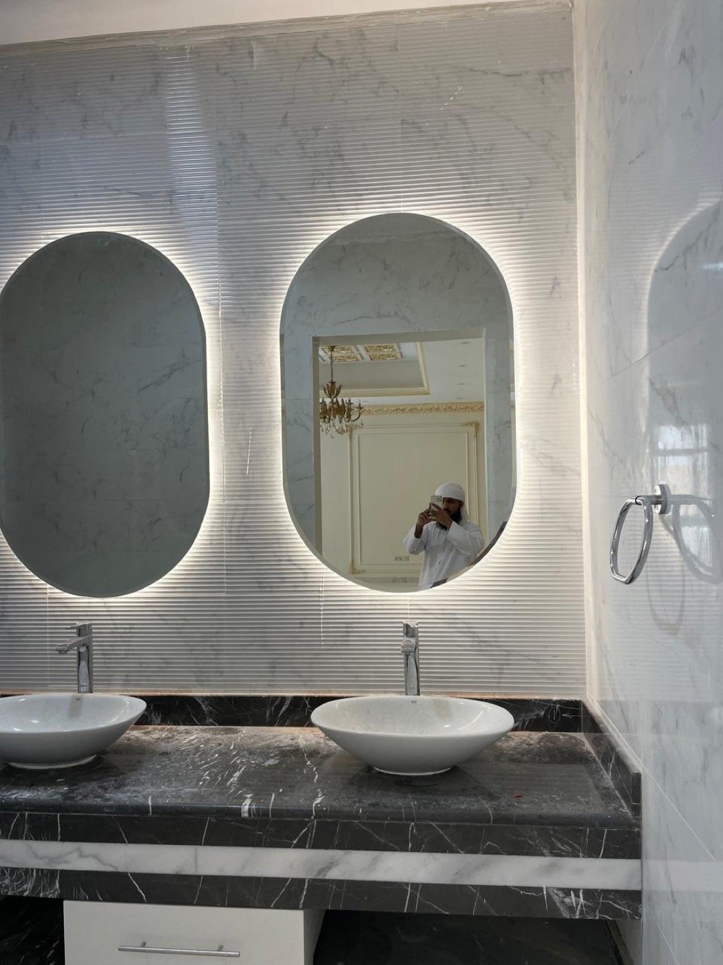 Double-vanity LED mirrors — Iqra Glass & Mirror, Mussafah M-14 Abu Dhabi